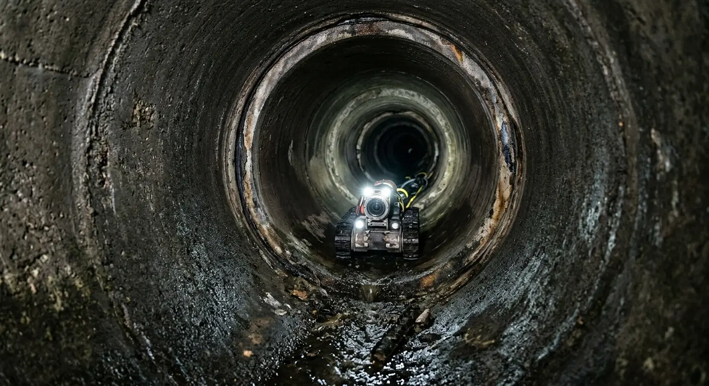 Robotic sewer camera inspecting pipe interior for Sewer Line Cleaning in Little Egg Harbor